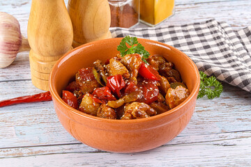 Pork with oyster sauce and vegetables