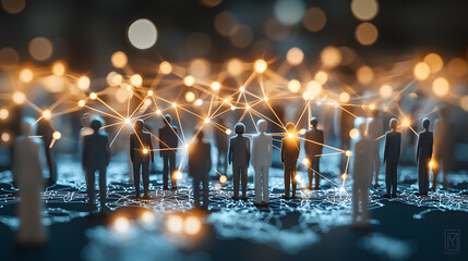 Abstract network connections among figurines
