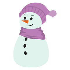 Cheerful Cartoon Christmas Snowman Illustration With Hat And Scarf