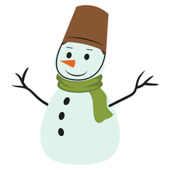 Cheerful Cartoon Christmas Snowman Illustration With Hat And Scarf