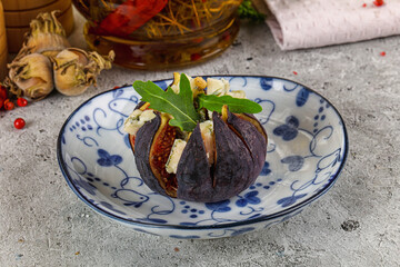 Fig with blue cheese and cedar