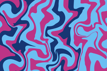 Abstract Fluid Pattern with Blue and Pink Curves in Retro Style