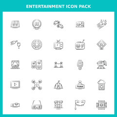 Entertainment Handwritten Icons for Website and Graphic Templates