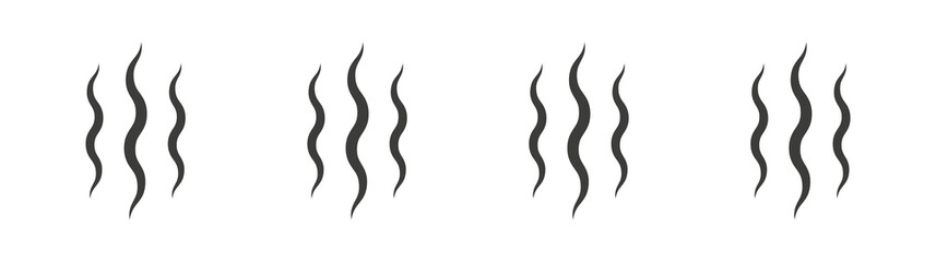 Smoke steam silhouette icon set vector in black and white colors