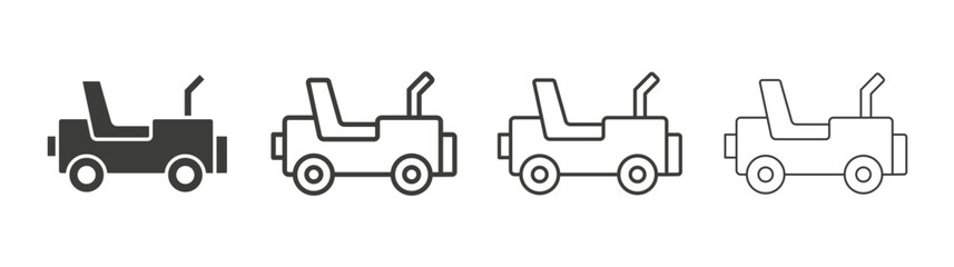 Pushing car icon set vector in black and white colors