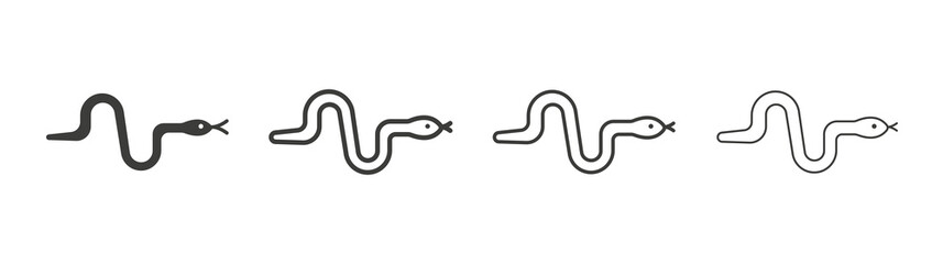 Snake icon set vector in black and white colors