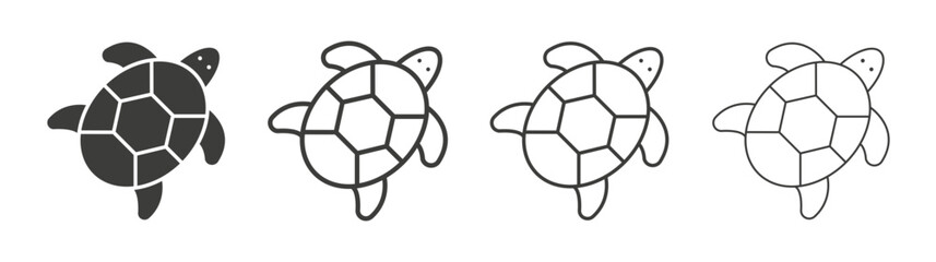 Turtle icon set vector in black and white colors