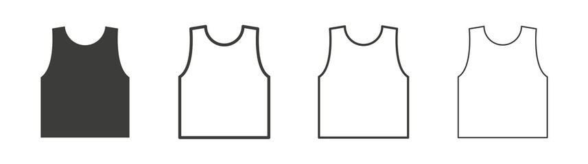 Sleeveless shirt icon set vector in black and white colors