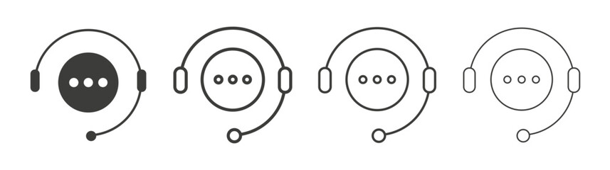 Customer support icon set vector in black and white colors