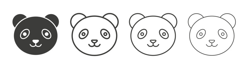 Panda icon set vector in black and white colors