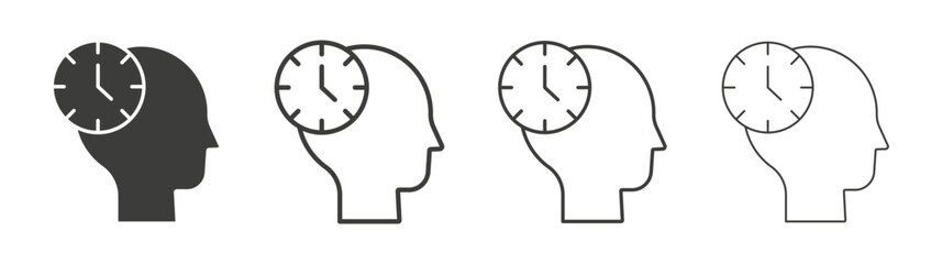 Patience icon set vector in black and white colors