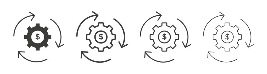 Business model icon set vector in black and white colors