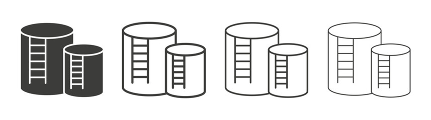 Oil storage icon set vector in black and white colors