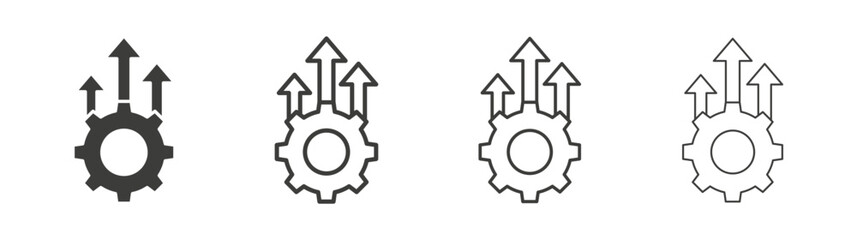 Improvement icon set vector in black and white colors