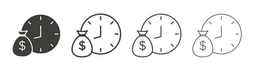 Long term investment icon set vector in black and white colors