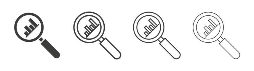 Analysis icon set vector in black and white colors