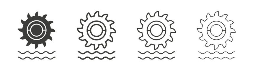 Hydro power icon set vector in black and white colors