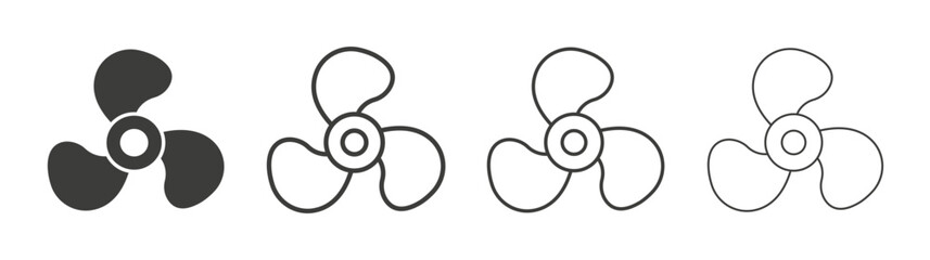 Boat screw icon set vector in black and white colors