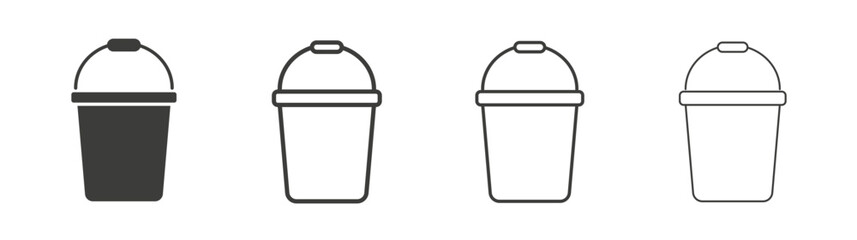 Water bucket icon set vector in black and white colors