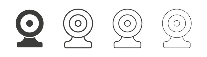 Webcam icon set vector in black and white colors