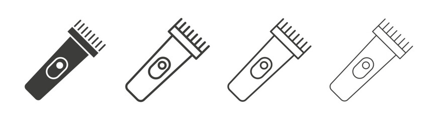 Trimmer icon set vector in black and white colors