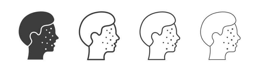 Acne icon set vector in black and white colors