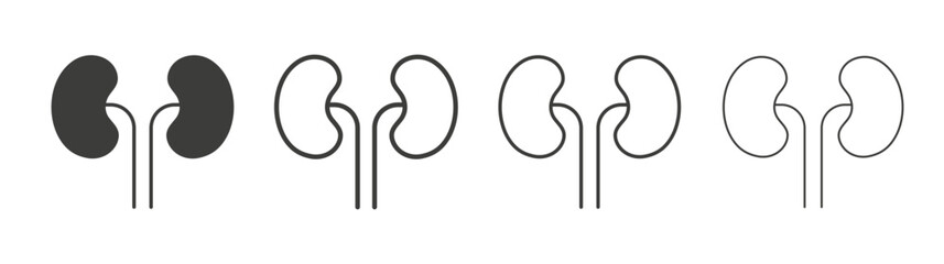 Kidney icon set vector in black and white colors