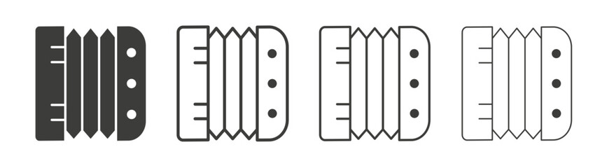 Bandoneon instrument icon set vector in black and white colors
