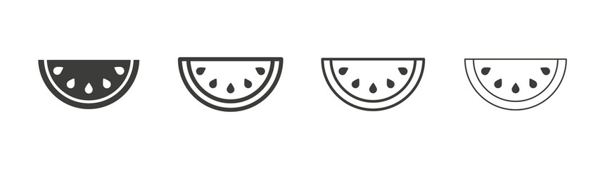 Watermelon icon set vector in black and white colors