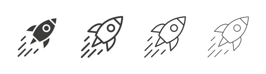 Startup icon set vector in black and white colors