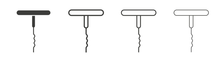 Corkscrew icon set vector in black and white colors