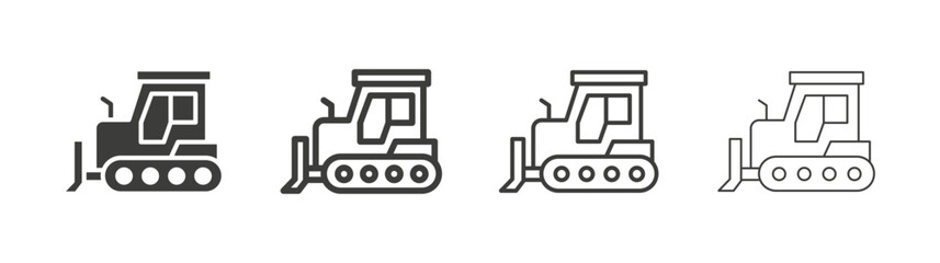 Bulldozer icon pack. vector illustration