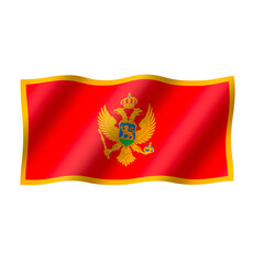 The national flag of montenegro is flying beautifully
