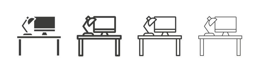 Workspace icon set vector in black and white colors