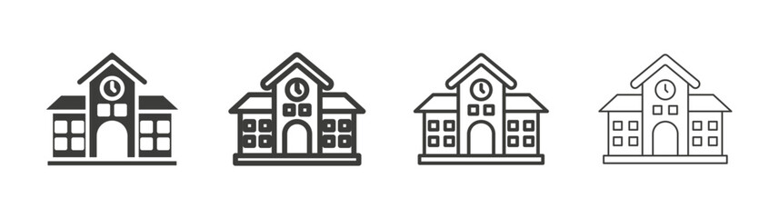 Campus icon set vector in black and white colors