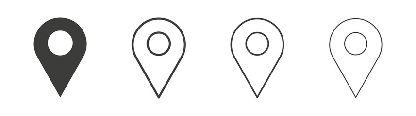 Navigation pin icon set vector in black and white colors