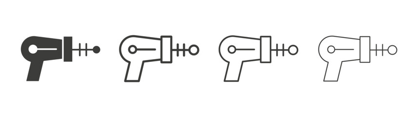 Laser gun icon set vector in black and white colors