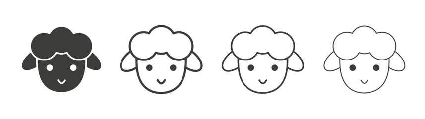 Lamb icon set vector in black and white colors