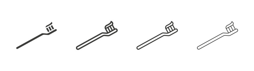 Toothbrush icon set vector in black and white colors