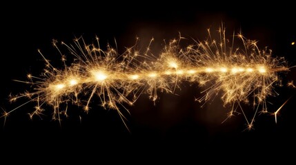 Brightly burning sparklers on a dark background. The atmosphere of celebrating the New Year, birthday, or a special event