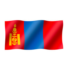 The national flag of mongolia is flying beautifully