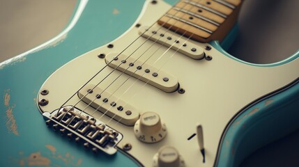 Fender American Maple Green Striped electric guitar on a white background, closeup