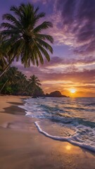 Palm-Lined Paradise: Golden Reflections on the Ocean at Dusk
