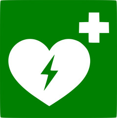 Automated external defibrillator heart icon . Defibrillator symbol vector