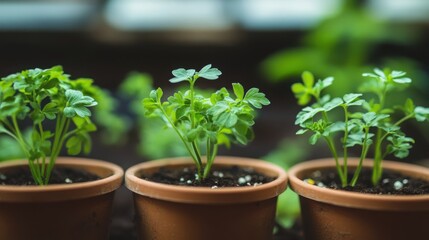 Fresh Herbs Growing in a Kitchen Garden Setup