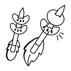 A doodle style icon of fruit sticks 

