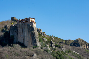 breathtaking view of orthodox christian holy monastery at meteora