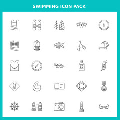 Swimming Handwritten Icons for Website and Graphic Templates