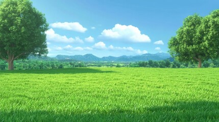 Fototapeta premium Verdant Meadows: A Tranquil Natural Landscape