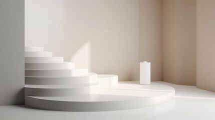 Modern Minimalist Interior with Curved Stairs